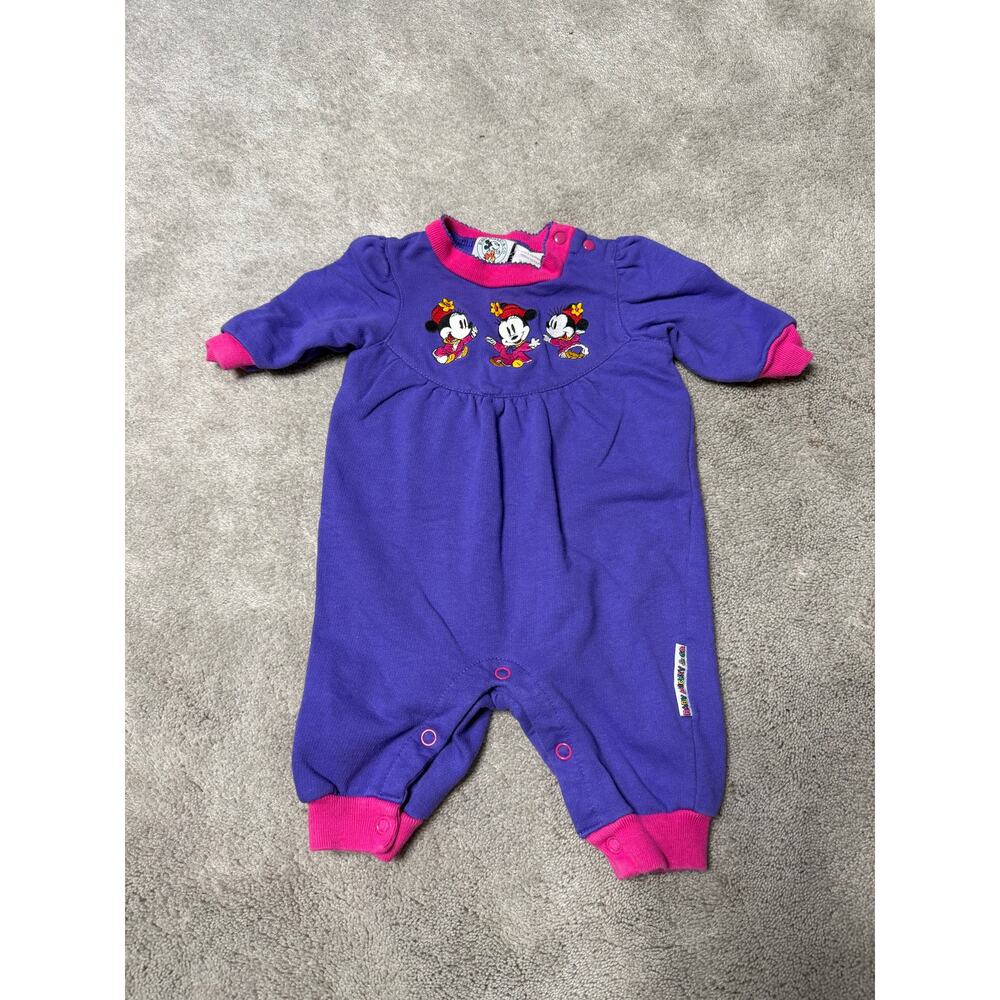 Vintage Disney Mickey Baby Co Minnie Mouse Purple One Piece 3-6 Months